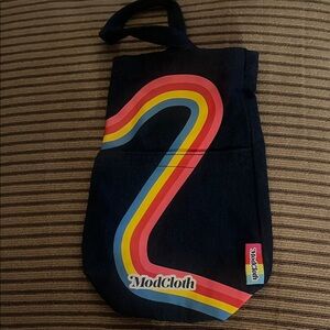 NWOT- ModCloth Denim Wine Tote with Colorful Stripe